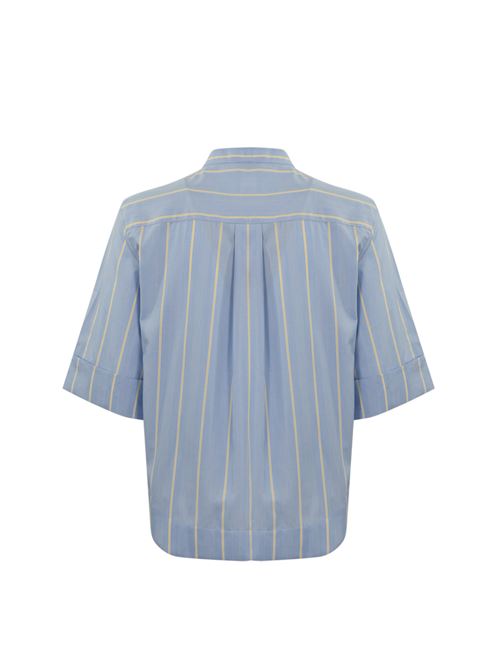 Camicia in poepeline con collo alla coreana azzurro bianco FAY | NCWA2485620 VXK0028